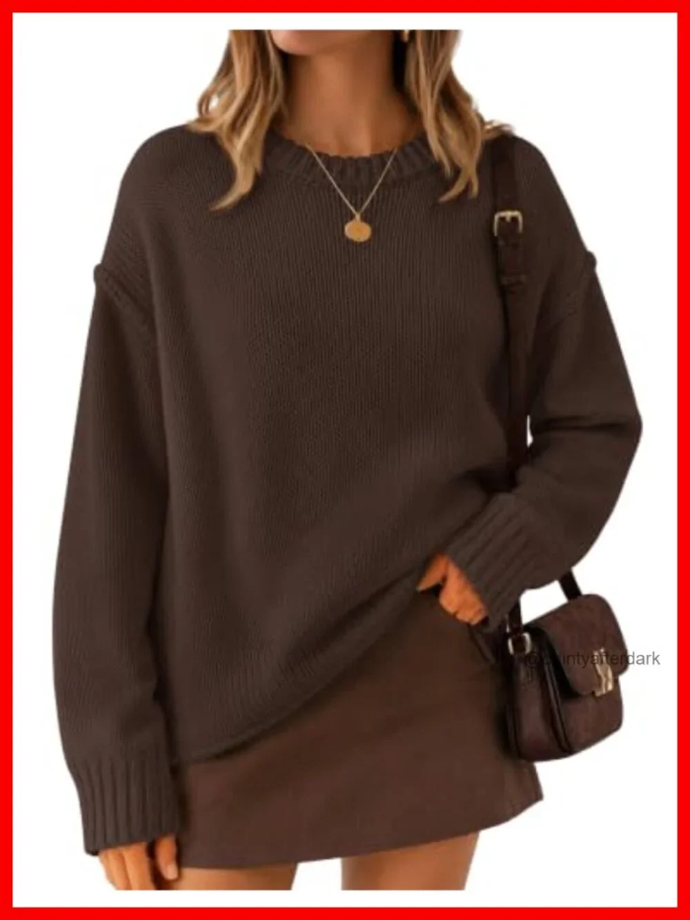 Oversized Chunky Cotton Blend Crewneck Pullover Sweater